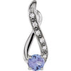 14K White Tanzanite & .04 CTW Diamond Pendant - Siddiqui Jewelers