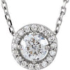 14K White 1/4 CTW Diamond Halo-Style 16" Necklace-Siddiqui Jewelers