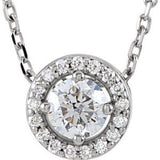 14K White 1/5 CTW Diamond Halo-Style 16" Necklace - Siddiqui Jewelers