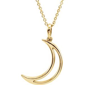 14K Yellow 25.7x4.7 mm Crescent Moon 16" Necklace - Siddiqui Jewelers