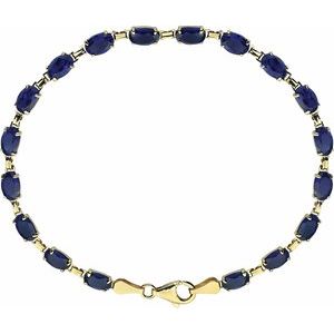 14K Yellow Lab-Grown Blue Sapphire 7.25" Bracelet Siddiqui Jewelers