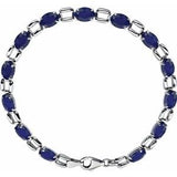 14K White 7x5 mm Oval Lab-Grown Blue Sapphire 7" Bracelet - Siddiqui Jewelers
