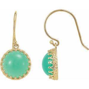 14K Yellow 10 mm Chrysoprase Dangle Earrings - Siddiqui Jewelers