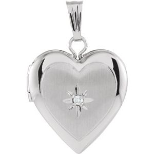 14K White 13.5x12.75 mm .010 CTW Diamond Heart Locket - Siddiqui Jewelers