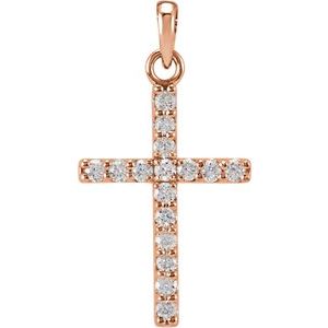 14K Rose 1/4 CTW Diamond Cross Pendant - Siddiqui Jewelers