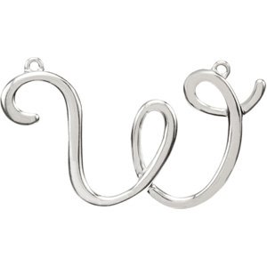 Sterling Silver Script Initial W Necklace Center - Siddiqui Jewelers