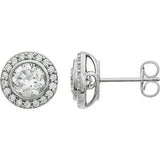 Sterling Silver 6 mm Round Cubic Zirconia Halo-Style Earrings - Siddiqui Jewelers