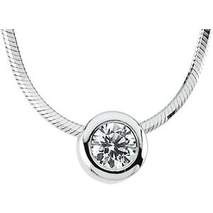 14K White 1/4 CTW Diamond Solitaire 18" Necklace - Siddiqui Jewelers