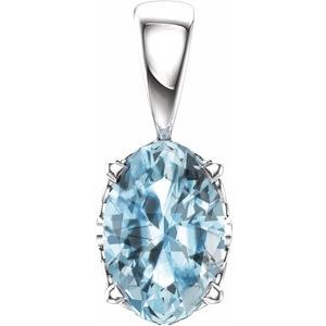 14K White Sky Blue Topaz Pendant - Siddiqui Jewelers