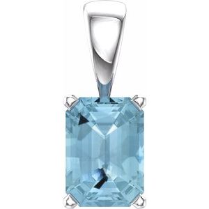 14K White Aquamarine Pendant - Siddiqui Jewelers