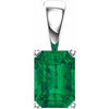 14K White Chatham® Created Emerald Pendant - Siddiqui Jewelers
