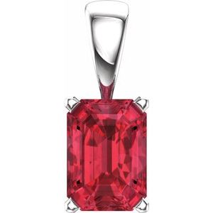 14K White Chatham® Created Ruby Pendant - Siddiqui Jewelers