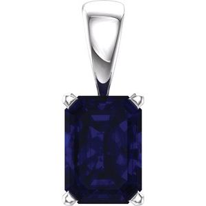 14K White Chatham® Created Blue Sapphire Pendant - Siddiqui Jewelers