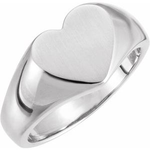 Sterling Silver 11x10 mm Heart Signet Ring - Siddiqui Jewelers