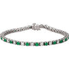 Platinum Natural Emerald & 2 CTW Natural Diamond Line 7"  Bracelet Siddiqui Jewelers