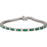 Platinum Emerald & 2 1/3 CTW Diamond Line 7"  Bracelet - Siddiqui Jewelers
