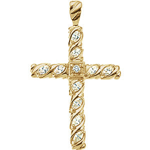 14K Yellow 35.5x25.5 mm 3/4 CTW Diamond Cross Pendant - Siddiqui Jewelers