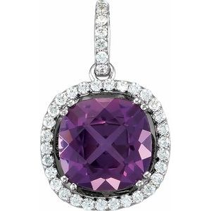 14K White Amethyst & 3/8 CTW Diamond Pendant - Siddiqui Jewelers