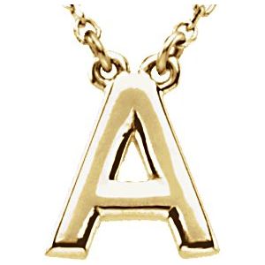14K Yellow Block Initial A 16" Necklace Siddiqui Jewelers
