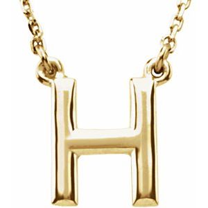 14K Yellow Block Initial H 16" Necklace Siddiqui Jewelers