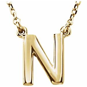 14K Yellow Block Initial N 16" Necklace Siddiqui Jewelers