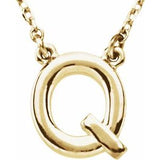 14K Yellow Block Initial Q 16" Necklace Siddiqui Jewelers
