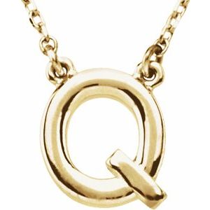 14K Yellow Block Initial Q 16" Necklace Siddiqui Jewelers