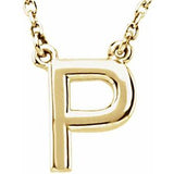 14K Yellow Block Initial P 16" Necklace Siddiqui Jewelers