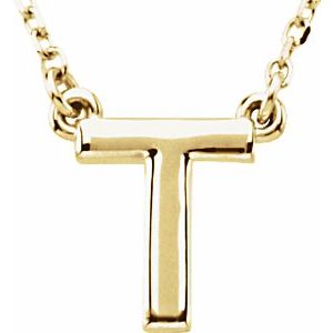 14K Yellow Block Initial T 16" Necklace Siddiqui Jewelers