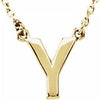 14K Yellow Block Initial Y 16" Necklace Siddiqui Jewelers