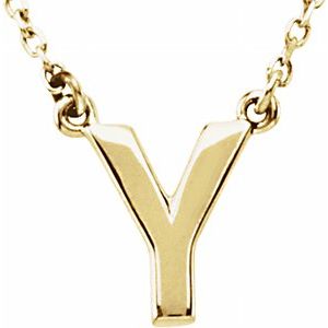 14K Yellow Block Initial Y 16" Necklace Siddiqui Jewelers