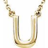 14K Yellow Block Initial U 16" Necklace Siddiqui Jewelers