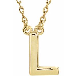 14K Yellow Block Initial L 16" Necklace Siddiqui Jewelers
