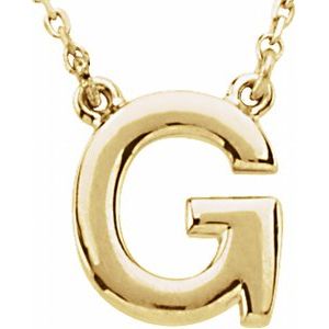 14K Yellow Block Initial G 16" Necklace Siddiqui Jewelers