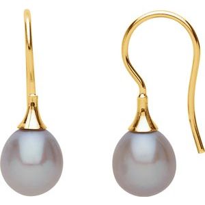 14K Yellow Gray Freshwater Cultured Pearl Earrings - Siddiqui Jewelers