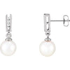 14K White Akoya Cultured Pearl & 1/8 CTW Diamond Earrings - Siddiqui Jewelers