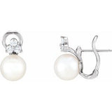 14K White Freshwater Cultured Pearl & 3/8 CTW Diamond Earrings - Siddiqui Jewelers