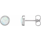 14K White Bezel-Set Opal Earrings - Siddiqui Jewelers