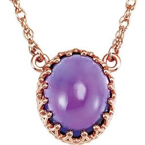 14K Rose 10x8 mm Oval Amethyst 18" Necklace - Siddiqui Jewelers