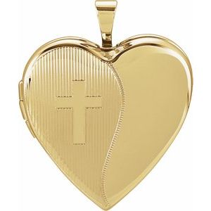 14K Yellow 20.5x19 mm Heart Cross Locket - Siddiqui Jewelers