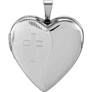 Sterling Silver 20.5x19 mm Heart Cross Locket - Siddiqui Jewelers