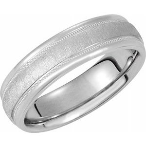 14K White 6 mm Half Round Band with Milgrain & Florentine Finish Size 9 - Siddiqui Jewelers