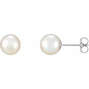 14K White 7-7.5 mm Freshwater Cultured Pearl Earrings-Siddiqui Jewelers