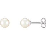 Sterling Silver 7-7.5 mm Freshwater Cultured Pearl Earrings-Siddiqui Jewelers