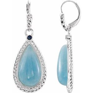 Sterling Silver Milky Aquamarine & Blue Sapphire Earrings - Siddiqui Jewelers