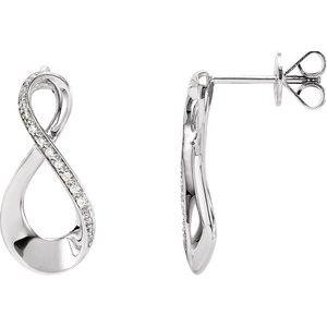 14K White .08 CTW Diamond Infinity-Inspired Earrings - Siddiqui Jewelers