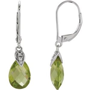 14K White Peridot & .025 CTW Diamond Earrings - Siddiqui Jewelers