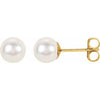 14K Yellow 8.0-8.5 mm Freshwater Cultured Pearl Stud Earrings-Siddiqui Jewelers