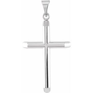 14K White 28.5x19 mm Unadorned Cross Pendant - Siddiqui Jewelers