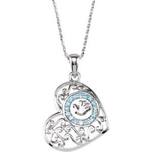 Sterling Silver 1.5 mm Round Blue Cubic Zirconia Handprints 18" Necklace - Siddiqui Jewelers